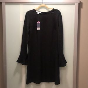 Black Bell Sleeve Shift Dress